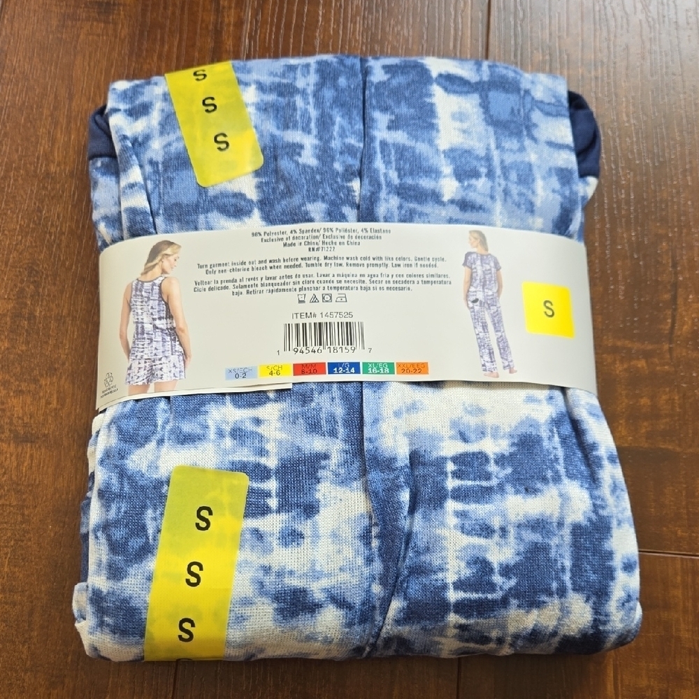 Lucky Brand Blue Tie-Dye 4 Pieces  Pajama Set - Picture 2 of 6
